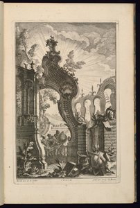 Tervezés rácsos ívekkel ellátott szökőkúthoz alkotó: François de Cuvilliés the Elder