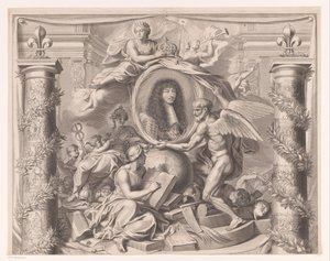 XIV. Lajos allegorikus portréja (felső rész) alkotó: François de Poilly (I)