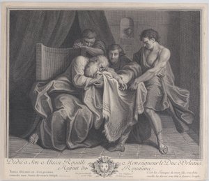 Jákob belesír fia köntösébe, miközben a többi fia elrángatja tőle, 1724. alkotó: François de Poilly