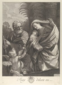 A menekülés Egyiptomba, a Szent Család együtt sétálva, Szent József rámutatva..., kb. 1648-81. alkotó: François de Poilly
