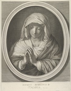 A Szűz imában lenézve, ovális keretben, Reni után, 1640-93. alkotó: François de Poilly
