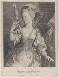 Fiatal nő szálat fonó nyílhoz, 1686-1741. alkotó: François de Poilly