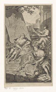 Allegorie op de meetkunde Címlap: Pomponius Mela en Abraham Gronovius, Pomponii Melae de situ orbis libri III, 1782
