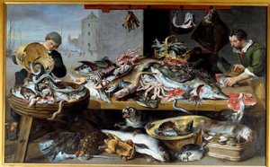 Halkereskedők a Frans Snyders festményében (1579-1657) alkotó: Frans (studio of) Snyders