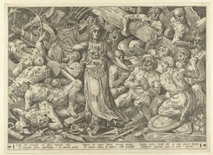 Victoria foglyokkal és trófeákkal körülvéve alkotó: Frans Floris (I)