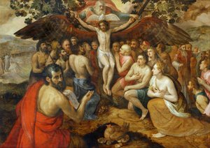 Szentháromságos allegória, Isten összegyűjti népét és ... alkotó: Frans Floris