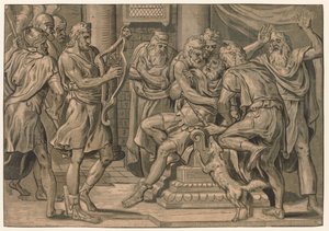 Dávid hárfán játszik Saul előtt, 1555. alkotó: Frans Floris