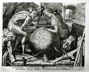 Geometria, metszett: Hieronymus Cock (1510-70 körül) alkotó: Frans Floris