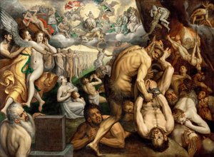 Az utolsó ítélet – Frans I de Vrient (Vriendt) írta Frans Floris, az idősebb (1519-1570). olajfestmény