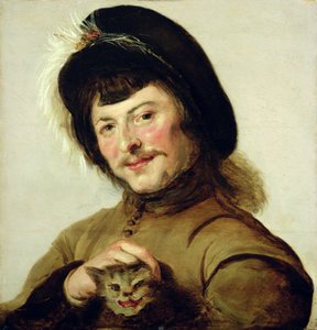 Fiatal férfi macskával, 1635 alkotó: Frans Follower of Hals
