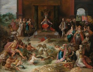 Károly császár lemondásáról szóló allegória v Brüsszelben V. Károly császár lemondásának allegóriája alkotó: Frans Francken (II)