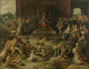 Allegória V. Károly császár lemondásáról Brüsszelben, 1555. október 25-én, 1642.