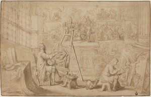 Egy művészstúdió [recto] alkotó: Frans Francken the Younger