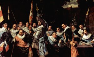 A Calivermen Polgárőrség tisztjeinek és őrmestereinek találkozója alkotó: Frans Hals