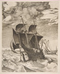 Egy holland Hulk és egy Boeier a The Sailing Vessels-ből, 1565