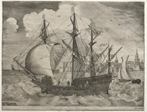 Vitorlás hajók: Fegyveres négyfős tengerre bocsátás, 1561-65. alkotó: Frans Huys