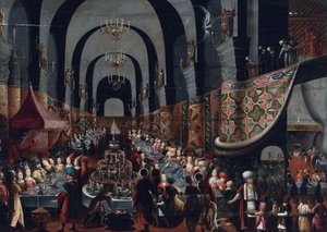 ""Le festin de Balthazar" (Belsazár ünnepe) II. Franz Francken festménye szerint a fiatalabb (1581-1642) magángyűjtemény