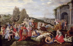 A rabszolgák és a szerelem dühei (olaj a panelen) alkotó: Frans II the Younger (after) Francken