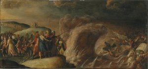 Les Israelites traversent la Mer Rouge - Az izraeliták átkelése a Vörös-tengeren, Francken (II), Frans, School of . Olaj a rézre. Mérete: 27,5x58,5 cm. Nemzeti Múzeum Stockholm alkotó: Frans II the Younger (studio of) Francken