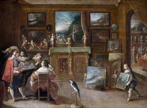 Látogatás a műkereskedőnél, 1625 körül (olaj, réz) alkotó: Frans II the Younger Francken