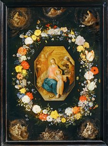 A Szent Család virágfüzérrel körülvéve ... alkotó: Frans II the Younger Francken