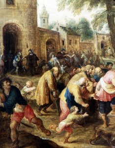 Misericordes művei (részlet). (olajfestmény) alkotó: Frans II the Younger Francken
