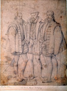 A három Coligny portréja: Odet bíboros (1515-1571), Gaspard (1517-1572), Franciaország admirálisa és Francois (1521-1569), Andelot ura. Rajz Fransnak (Francois (Franz) Pourbus l