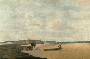 A régi portugál erőd a Három Bölcsek erődje a Rio Grande folyón, Brazília ... alkotó: Frans Jansz Post
