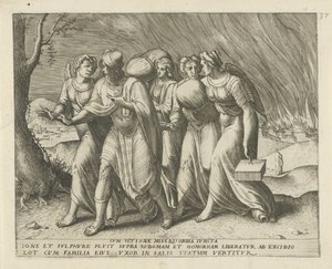 Lót elhagyja Szodomát A bosszú és az irgalom egybekötve (cím a tárgyon) Geschiedenis van Lot (sorozat címe)