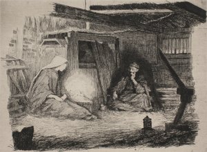 Mária, a gyermek Krisztus és József karácsony reggelén alkotó: Frans Schwartz