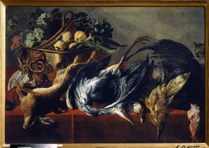 Csendélet ébenfa ládával. Frans Snyders (1579-1657) festménye. Olaj, vászon, 98 x 160 cm. Flamand iskola, barokk művészet. Állami Művészeti Múzeum, Tula (vagy Tolan).