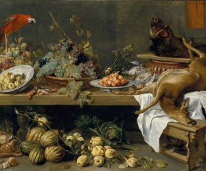 Csendélet gyümölccsel, zöldséggel és döglött vadakkal, 1635 alkotó: Frans Snyders or Snijders