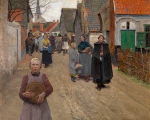 Kenyérosztás a faluban alkotó: Frans Van Leemputten