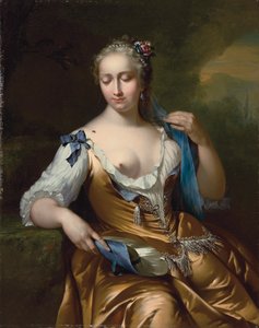 Hölgy egy tájban, vállán légy: az érintés allegóriája, 1742