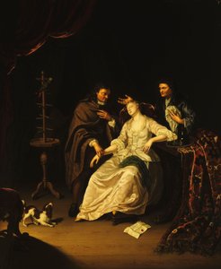 Egy orvos egy ájult lányt gondoz, 1713 alkotó: Frans van the Younger Mieris