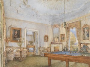 Biedermeier belső tér biliárdozással