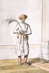 Habverő hordozó, "A hinduk, avagy viselkedésük, jelmezeik és szertartásaik leírása", 1808-1812 körül (színes rézkarc) alkotó: Franz Balthazar Solvyns