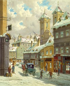 A bécsi Neustiftgasse az Ulrichskirche-vel alkotó: Franz Gerasch