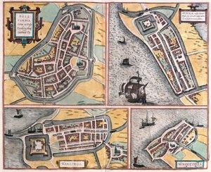 Bolsward, Stavoren, Harlingen és Hindeloopen, Hollandia (metszet alkotó: Franz Hogenberg