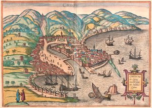 Chios vagy Chio, Görögország (metszet alkotó: Franz Hogenberg