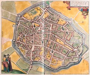 Douai, Franciaország (metszet alkotó: Franz Hogenberg