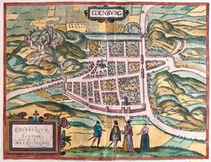Edinburgh, Skócia (metszet alkotó: Franz Hogenberg