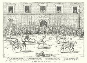 Jean de Poltrot kivégzése Ferenc Guise herceg meggyilkolása miatt, Párizs, 1563 alkotó: Franz Hogenberg