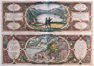 Agnano-tó és a kutya barlangja, Olaszország (metszet alkotó: Franz Hogenberg