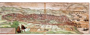 Barcelona térképe - Spanyolország (metszet alkotó: Franz Hogenberg