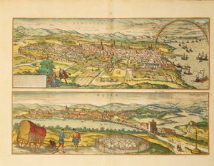 Barcelona és Ecija térképe Georg Braun világtérképéről alkotó: Franz Hogenberg