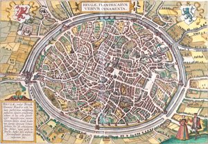 Bruges (Brugae), Belgium térképe (rézkarc alkotó: Franz Hogenberg