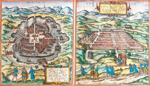 Mexikó (Mexikó) és Cuzco (Cusco) (Peru) térképe (rézkarc