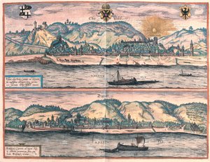 Oberwesel és Boppard, Németország (metszet alkotó: Franz Hogenberg