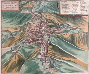 Perugia, Olaszország (metszet alkotó: Franz Hogenberg